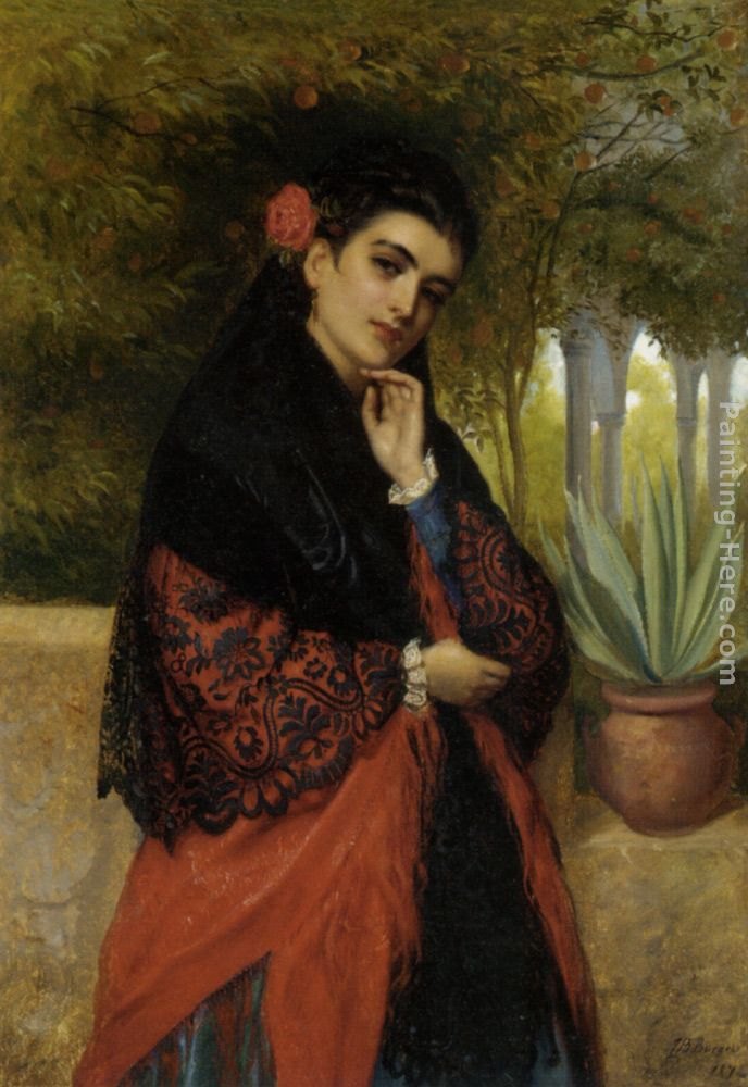 John Bagnold Burgess Spanish Beauty in a Lace Shawl